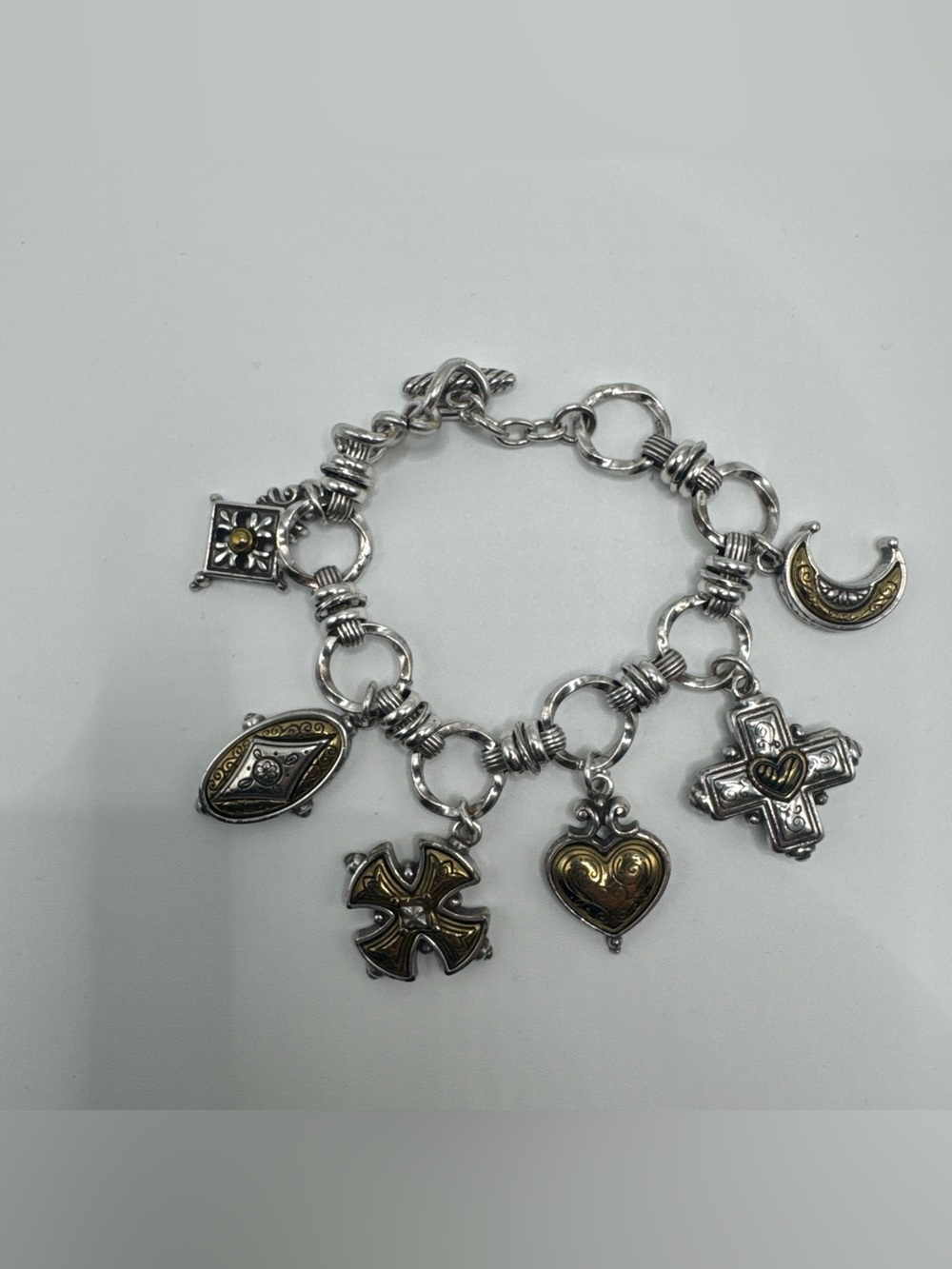 Brighton Two-Tone Silver and Gold Charm Bracelet